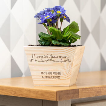 Personalised 5th Anniversary Wood Gift Planter, 3 of 4