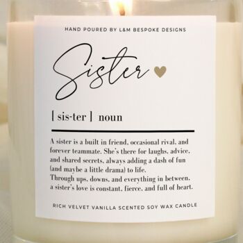 Sister Gift Sister Definition Candle, 5 of 6