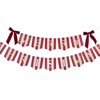 Merry Christmas Banner Velvet Bow Christmas Bunting 2m, 3 of 5