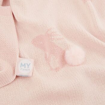 Personalised Pink Bunny Knitted Intarsia Blanket, 5 of 6