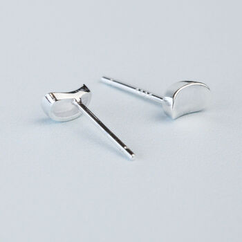 Sterling Silver Simple Curved Stud Earrings, 2 of 5