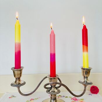 Set Of Three Marble Candles ~ Pink, Orange And Yellow, 2 of 3