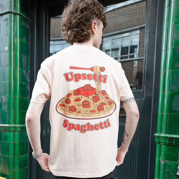 Upsetti Spaghetti Unisex Graphic T Shirt In Peach, 5 of 5