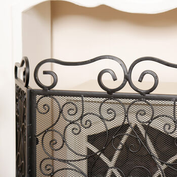 Ornate Scrolled Design Fire Screen And Spark Protector, 4 of 7