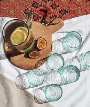 Recycled Moroccan Clear Tumbler/Highball Glass Set Of Six, 3 of 3