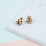 Onslow Gold Plated Double Knot Stud Earrings, thumbnail 1 of 4