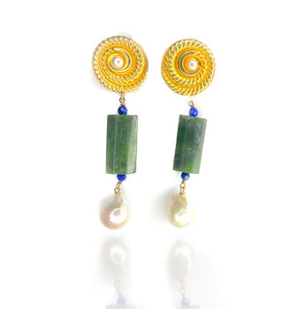 Jade And Baroque Pearl Long Drop Earrings, 4 of 5