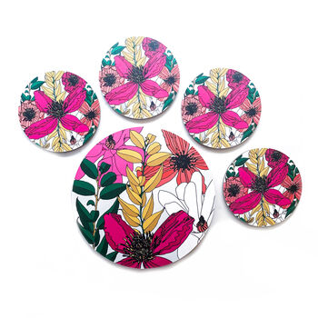 Vivid Garden Blooms Pot Stand And Coaster Set, 5 of 9