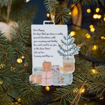 Personalised Christmas Tree And Presents Tag Decoration, 5 of 6