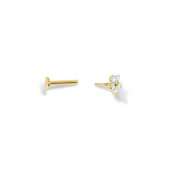 14 Carat Gold Daisy Labret Stud Earring, 6 of 7