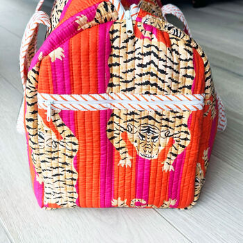 Quilted Cotton Tiger Print Duffle Bag, 3 of 7