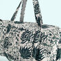 Large Weekend Duffle Bag | Teal Block Print Floral, thumbnail 3 of 7