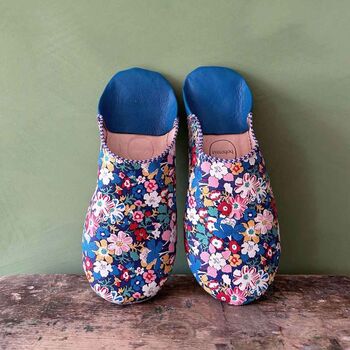 Liberty Print Babouche Slippers, Westbourne Posy, 4 of 4