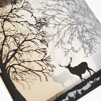 Framed Papercut Stag In The Forest Art, 3 of 6