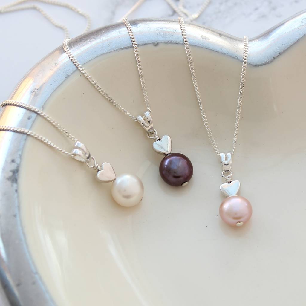 pearl pendant with heart by bish bosh becca | notonthehighstreet.com