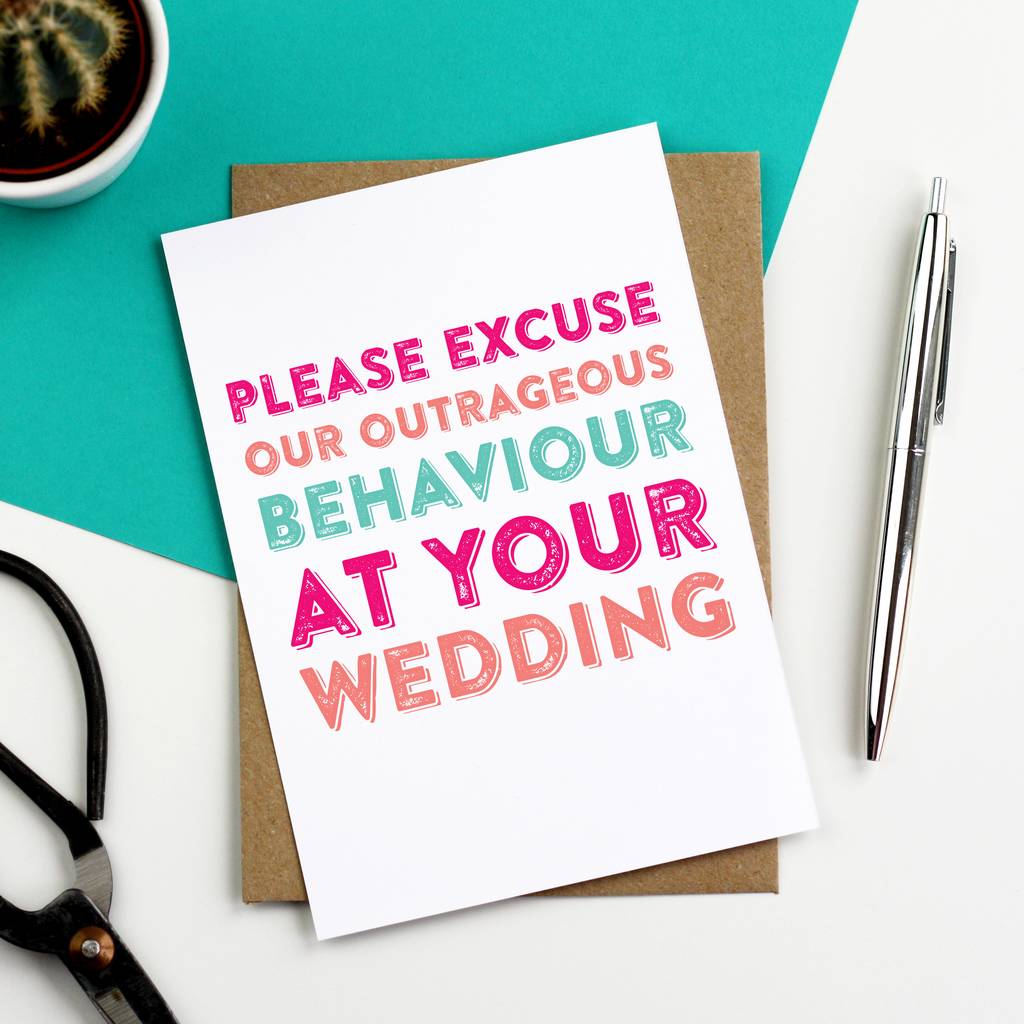 Please Excuse Us Funny Wedding Card By Do You Punctuate