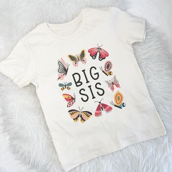 Butterfly Big Sis Lil Sis Natural T Shirt Set, 3 of 4