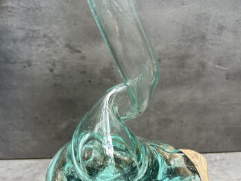 Compact 25cm Molten Glass On Wood Root Vase – Fluted Display, 5 of 12