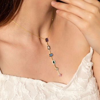 Kaleidoscope Y Lariat Sterling Silver Drop Necklace, 6 of 9