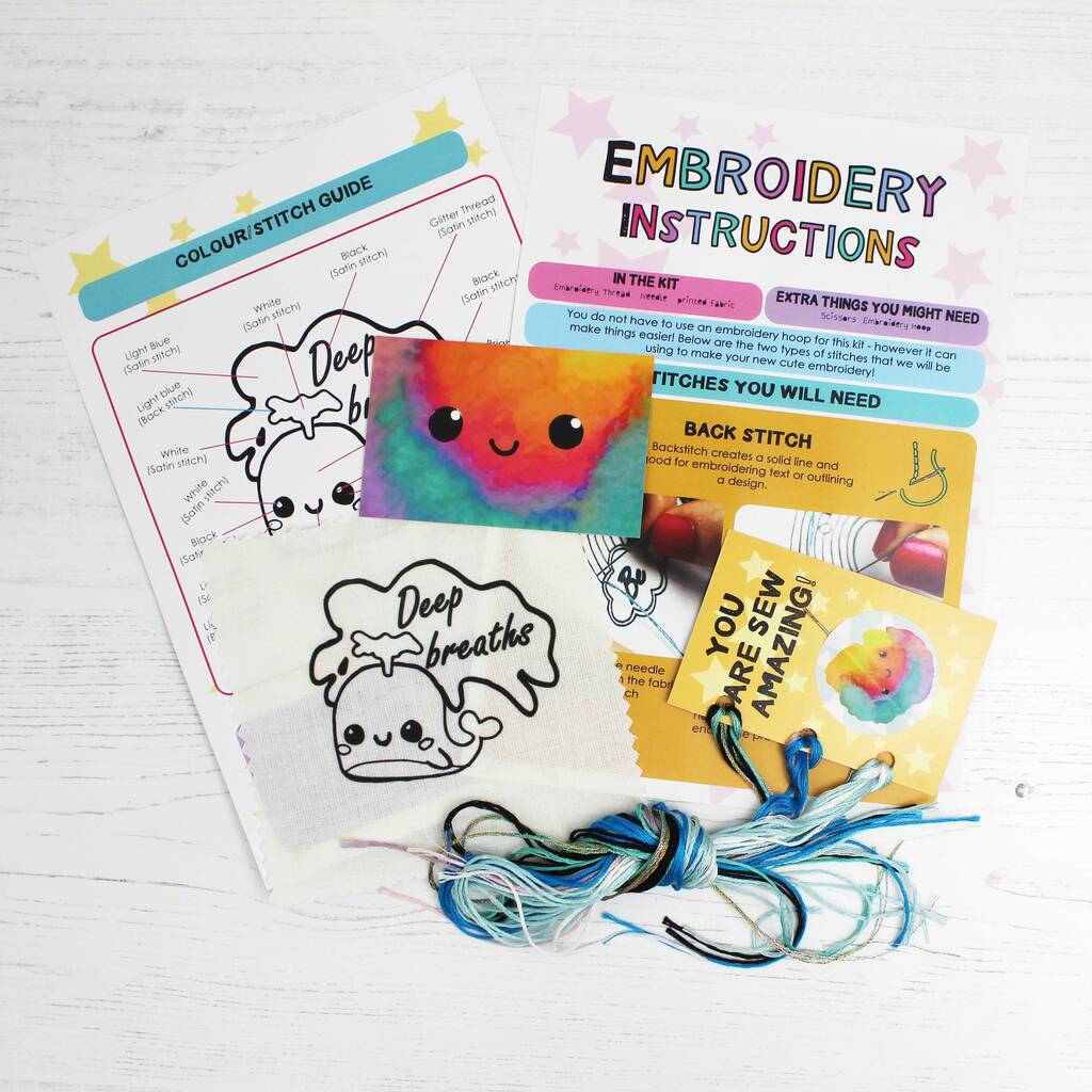 Whale Embroidery Kit, Embroidered Patch Craft Kit Gift By Ellbie Co