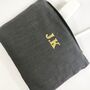 Personalised Pouch, Charcoal Grey Linen Pouch Bag, thumbnail 2 of 5