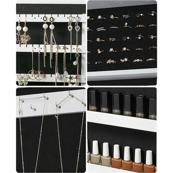 White Mirrored Lockable Jewellery Organiser Cabinet, 7 of 8