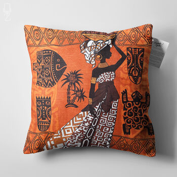 Orange Cushion Cover With Ethnic African Patterns, 5 of 7