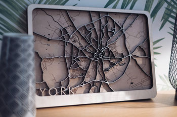 York Multi Layer Wooden Map. Customisable, 2 of 4