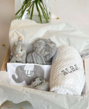 Personalised Soft Grey Elephant Baby Gift, 3 of 3