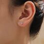 Sterling Silver Asymmetric Hydrangea Flower Bouquet Cz Stud Earrings, thumbnail 8 of 12