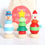 Wooden Christmas Stacking Toy And Personalised Bag, thumbnail 2 of 6