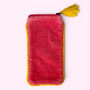 Embroidered Velvet Glasses Case | Pink Sunflower, thumbnail 2 of 5