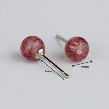 Sterling Silver Red Speckle Crystal Ball Stud Earrings, 5 of 6