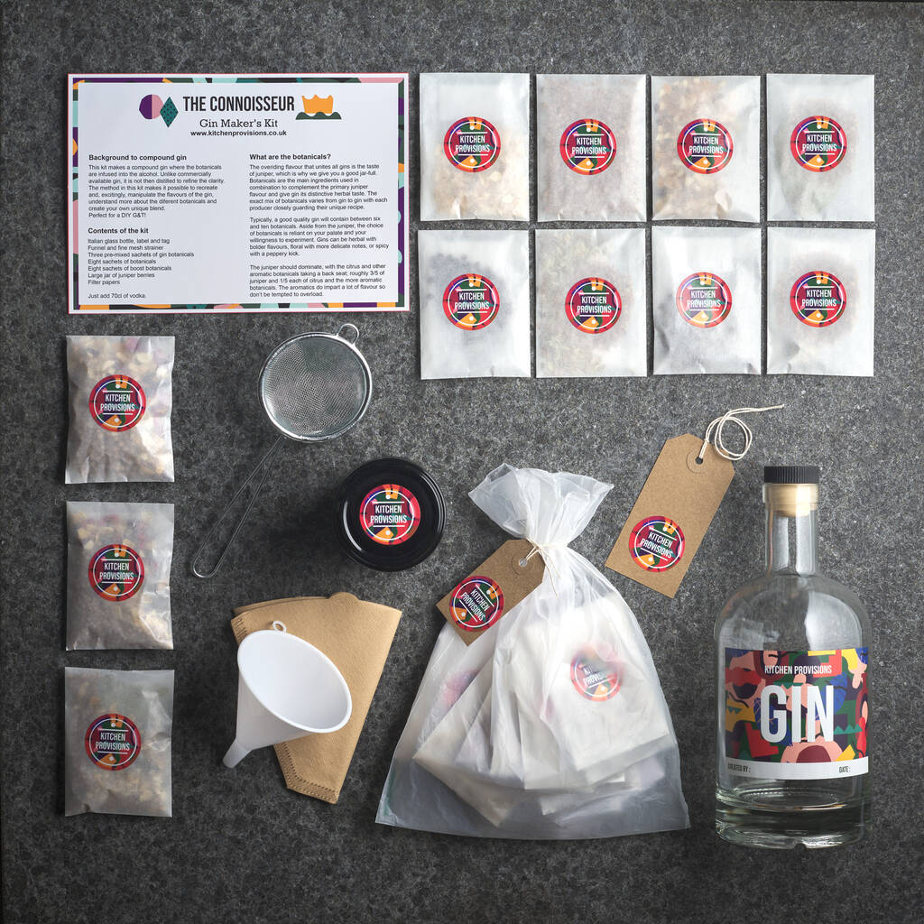 Make Your Own Gin Kit Deluxe Edition, Three Bottles, 1 of 5