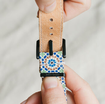 'Moorish' Leather Smartwatch Strap; Handmade Watch Band, 4 of 9