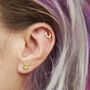 Gold Plated Lucky Horseshoe And Clover Double Earring, thumbnail 2 of 6