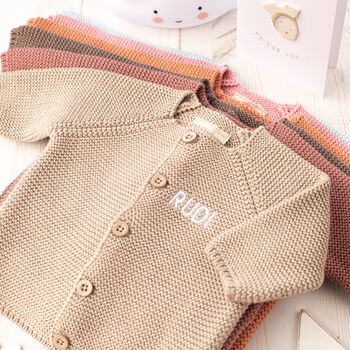 Baby Unisex Bubble Knitted Cardigan, 2 of 12