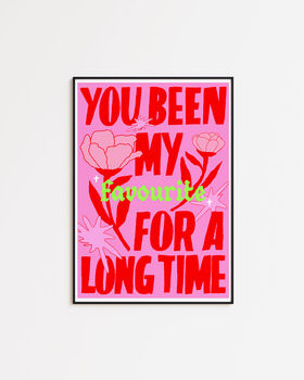 Favourite Lyric Art Print – Neon And Pink, Handwritten Typography With Flowers, 4 of 6