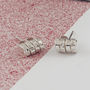 Personalised Silver Skinny Scroll Earrings, thumbnail 2 of 8