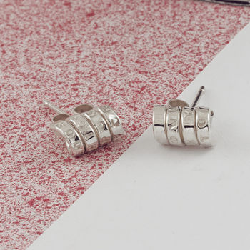 Personalised Silver Skinny Scroll Earrings, 2 of 8
