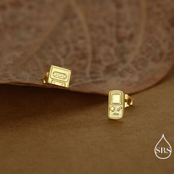 Sterling Silver Retro Game Console And Music Cassette Tape Stud Earrings, 4 of 12