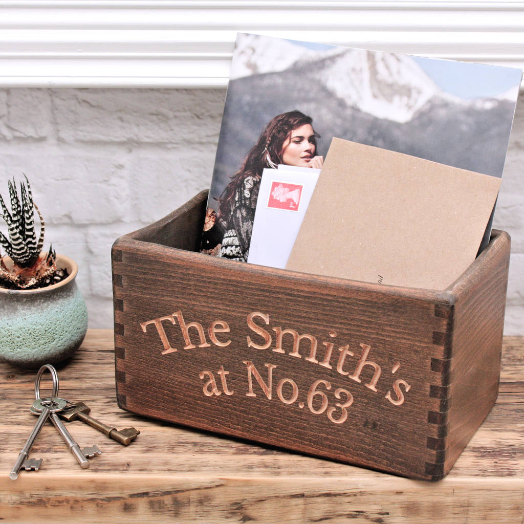Personalised Carved Wooden Pot Planter Or Storage Box, 1 of 4