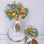 Blue And Yellow Dried Flower Bouquet With Daisies, thumbnail 4 of 7