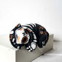 Day Of The Dead Tiger Cub With Orange And Gold Flowers, thumbnail 3 of 7