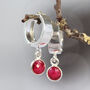 Real Ruby Huggie Earrings In Gold Or Silver, thumbnail 9 of 12