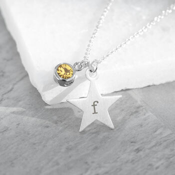 Personalised Silver Star + Birthstone Crystal Necklace, 3 of 9