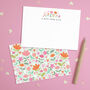 Personalised Pink And Orange Flowers Notecards, thumbnail 1 of 4