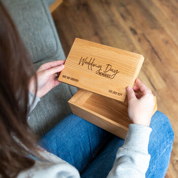 Personalised Wedding Gift Oak Keepsake Box, 3 of 4