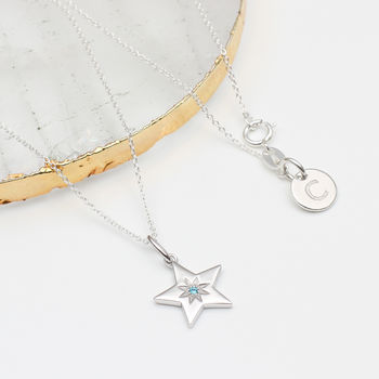 Personalised Sterling Silver Birthstone Star Necklace, 2 of 5