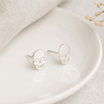 Sterling Silver Skull Stud Earrings – 8mm, 4 of 5